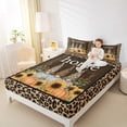 thumbnail image 4 of Manfei Kawaii Fall Gnome Full Size Sheets, Brown Leopard Cheetah Print Bed Sheets, Autumn Sunflower Sheet Sets, Microfiber Bedroom Decor, 4pcs, 4 of 7