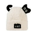 thumbnail image 4 of Bibifish Womens Black Cat Shape Fluffy Beanie Hat With Cat Patch Ear Flaps Soft Fleece Lined Cozy Warm Hat Winter Casual Wear Funny Stylish Hats, 4 of 4