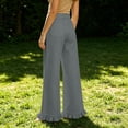 thumbnail image 4 of Women's High Waist Wide Leg Pants With Ruffle Hem Casual Loose Flared Trousers With Pockets, 4 of 6