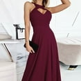 thumbnail image 7 of Wycnly Womens Dresses Party Prom Sexy High Slit Empire Waist Keyhole Long Dresses Fashion Solid Halter Sleeveless Maxi Summer Dress Red l, 7 of 7