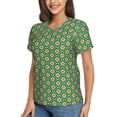 thumbnail image 2 of Zufioo 60s and 70s Style Print Women's Classic V-neck T-shirt, V-neck Short-sleeved Tops Home Wear, Suitable for Daily Life, Work, Outdoors-3X-Large, 2 of 8