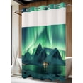 thumbnail image 4 of Turquoise No Hook Shower Curtain Waterproof, Bathroom Curtains with Snap in Liners and See Through Top Window, Teal Aurora Iceland Scenery Mountain Hotel Style Bathtub Curtains Shower 72"Wx96"L, 4 of 8