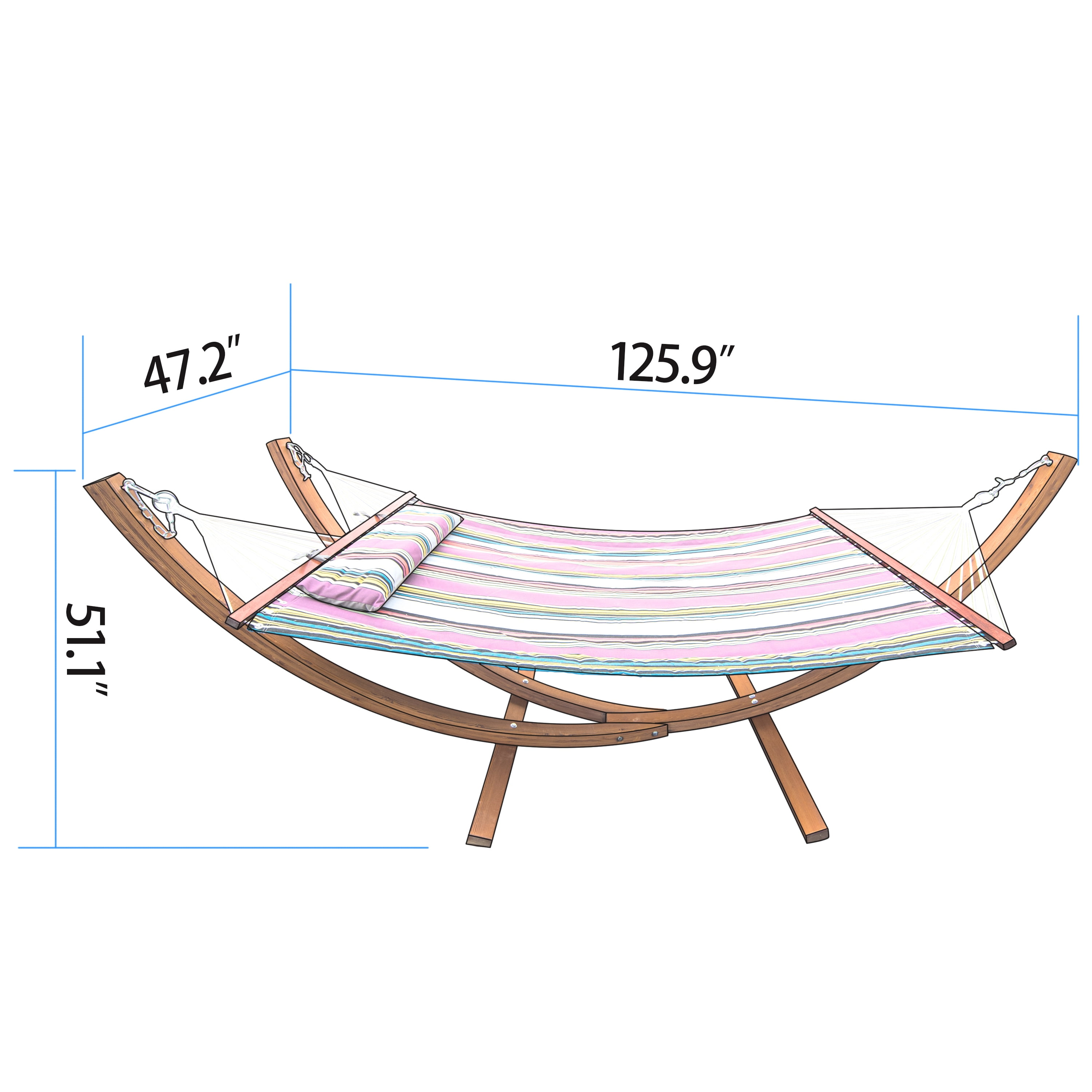 Corvus Silvia Outdoor Sunbrella Double Hammock Set With Stand Corvus Silvia Outdoor Sunbrella Double