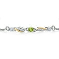 thumbnail image 2 of 925 Sterling Silver and 10k Yellow Gold Green Peridot White Moissanite and White Lab Grown Diamond Tennis Bracelet for Women (0.37 Cttw, Gemstone August Birthstone, Fully Adjustable up to 9 inch), 2 of 3