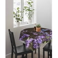 thumbnail image 4 of Purple Flowers Suqare Tablecloth - 54 x 54 Inch, Butterfly Spring Floral Wooden Farmhouse Waterproof & StainResistant Tablecloth, Washable Oil-proof Table Cover for Dining/Party/Wedding/Buffet, 4 of 9