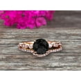 thumbnail image 4 of 2 Carat Black Diamond Moissanite 10k Rose Gold Wedding Set Bridal Ring Art Deco Halo Stacking Matching Band Round Cut Gemstone Astonishing Looking Anniversary Gift, 4 of 5