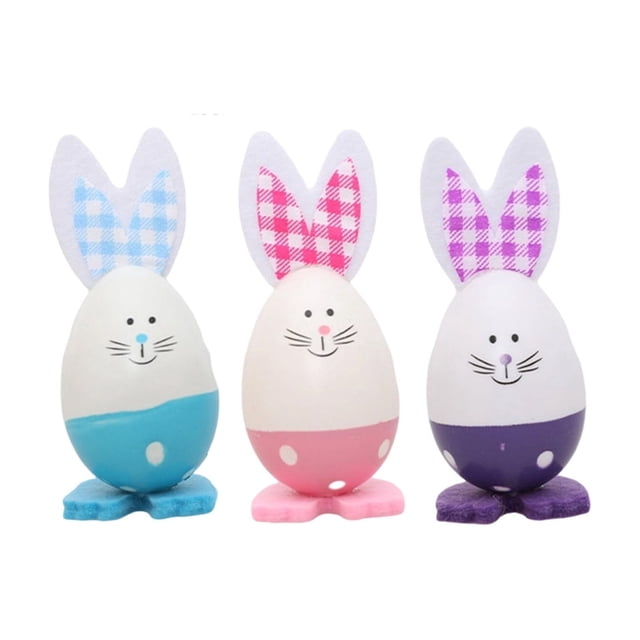 Decorative Easter Eggs Polyester Bunny Shape Ornament 10 cm x 4 cm x 4 cm White