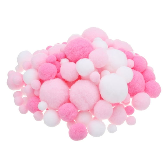 Uxcell Assorted Size Pom Poms for Crafts, 130Pcs Pom Pom Balls, Pink, White
