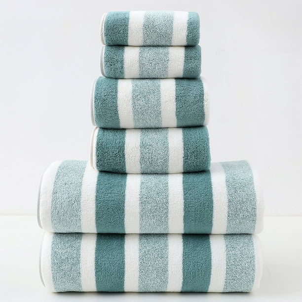 Juego de 6 toallas de baño para el hogar y viajes | Toallas de tela suaves y absorbentes | Incluye 2 toallas de baño y 4 toallas de mano | Para uso familiar y al aire libre