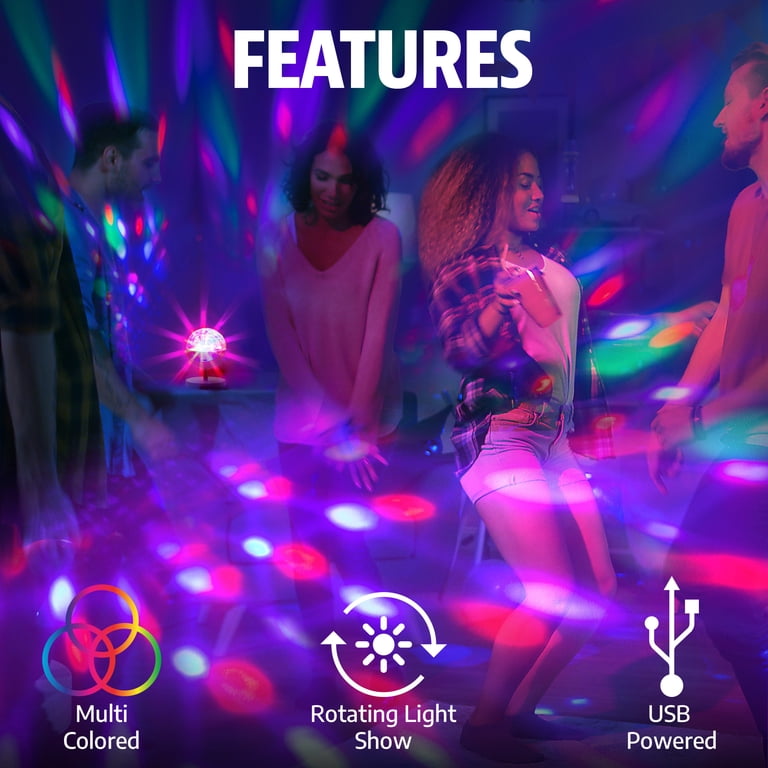 BrightSide Spinning Party Light with Remote, Rechargeable photo 2