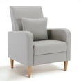 thumbnail image 4 of Upholstered Faux leather Accent Chairt, Lounge Seat Armchair with Removable Pillow and Sturdy Wood Legs, Khaki, Set of 1, 4 of 9