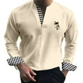 thumbnail image 1 of Camisas De Vestir Para Hombre Camisa de manga larga para hombre con un tercio de cárdigan, camisa ajustada, camisa informal para el , árbol de (Khaki, L), 1 of 6
