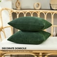 thumbnail image 5 of Deconovo Square Striped Throw Pillow Covers, 20x20 inch with Corn Pattern, Corduroy Cushion Covers for Sofa Couch, Dark Green, Set of 2, 5 of 7