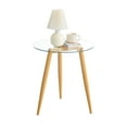 thumbnail image 6 of Danya B. Van Beuren Side Table with Modern Metal Taper Legs and Clear Glass Tabletop - Beech, 6 of 11