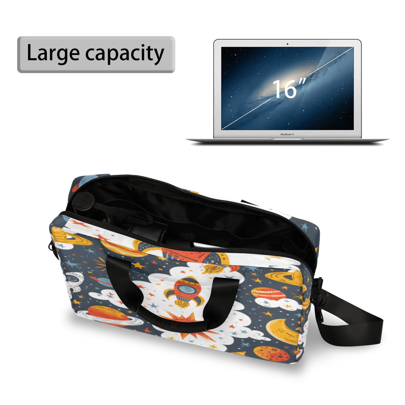 Herdesigns Outer Space Laptop Bag for Women Men, Computer Case Briefcase Messenger Bags, 15-15.6 inch Laptop Sleeve Shoulder Bag