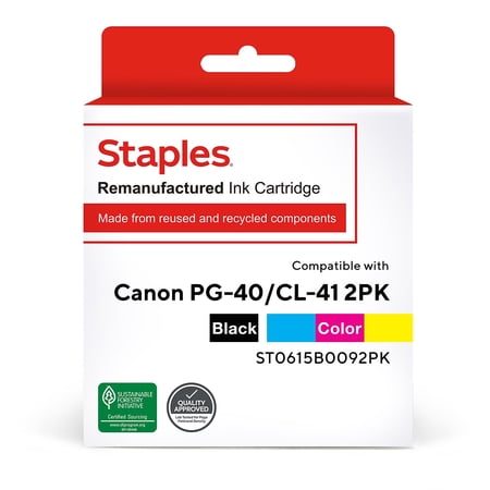 UPC: 0718103130257 | TRU RED Canon PG-40/CL-41 Black/Color Remanufactured Ink Cartridges 2/PK TR0615B0092PK/S
