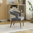 thumbnail image 5 of 25.79" Wide Modern Barrel Open Back Upholstered Accent Chair with Weathered Solid Wood Legs Dining Chairs for Dining Room, Club, Kitchen and Living Room. Gray Velvet, 5 of 10