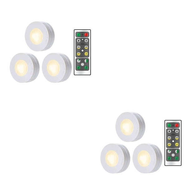 Yuarrent Luz nocturna inalámbrica Control remoto LED Puck Luces Gabinete interior Herramienta de iluminación Luz nocturna 3 piezas y 1 control 2piezas