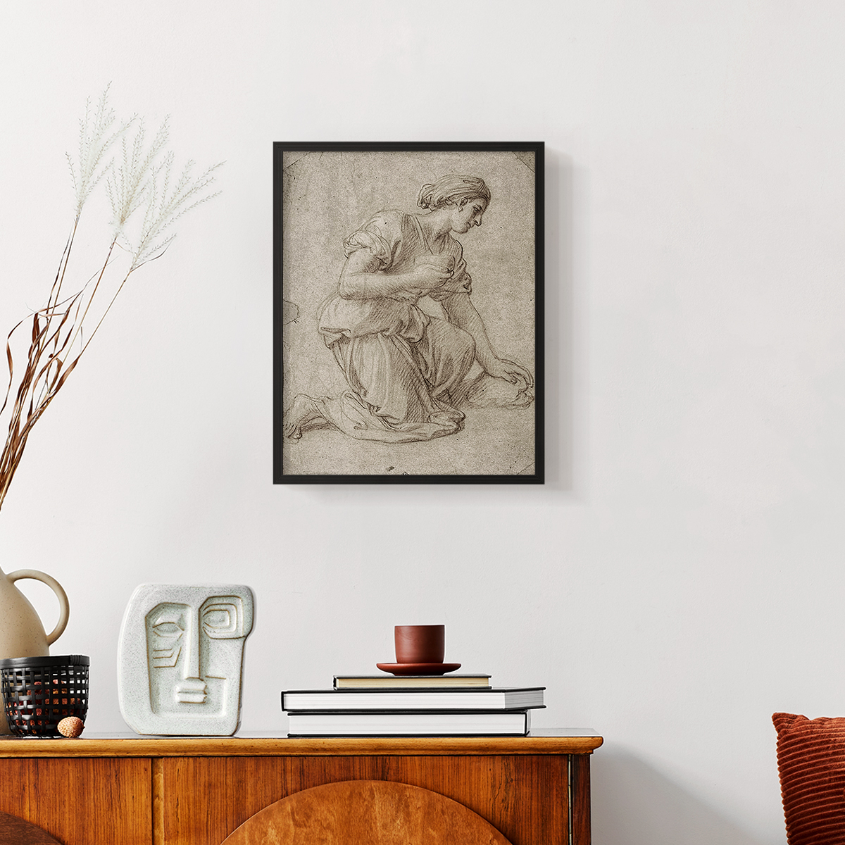 Vintage Sketch LXXXII - 14in. x 11in. Vintage Framed Print in Black Wood Frame