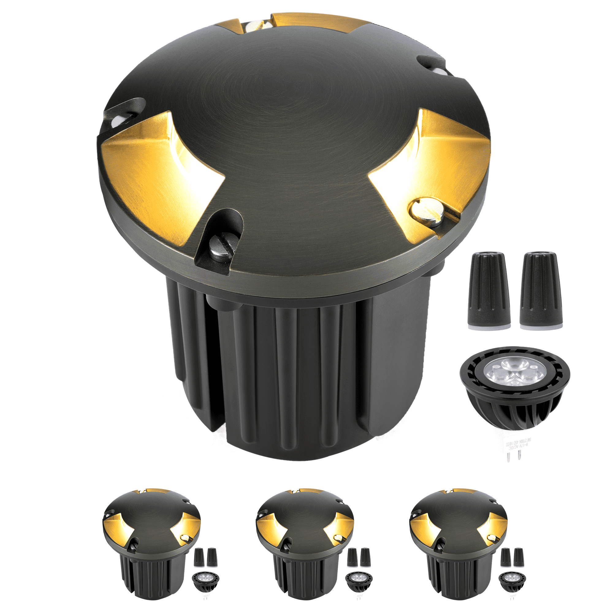 Gardenreet Solid Brass 12V Outdoor Well Lights, Waterproof LED Low