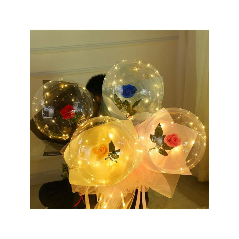 LED Luminous Balloon Rose Bouquet, Light Transparent Balloons with