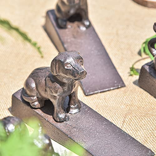 Sungmor Door Stopper Wedge Cast Iron Dog Door Stops Rustic Brown, 1PC