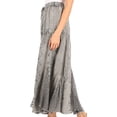 thumbnail image 4 of Sakkas Olivia Womens Maxi Bohemian Gypsy Long Skirt With Elastic Waist and Lace - Gray - Plus Size, 4 of 5