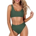 thumbnail image 1 of MKLEKYY Trajes De Baño Mujer 2 Piezas Women Two Piece Neck Bikini Crop Top High Cut Swimsuit Sporty High Waisted Bathing Suit With Bottoms, 1 of 5