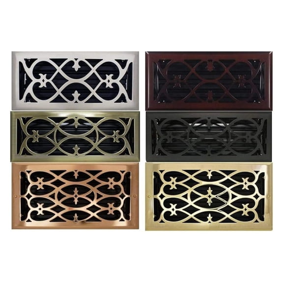 4" x 14" (5.25" x 15.25" Overall Size) Polished Brass (Plated) Victorian Register with Damper (HVAC Vent Cover)