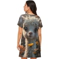 thumbnail image 6 of Lafuoo Adorable Llama In Flowers Pattern Women's Short-sleeved Nightdress, Knee-length Pullover Nightgown, Summer Home Wear-XX-Large, 6 of 8