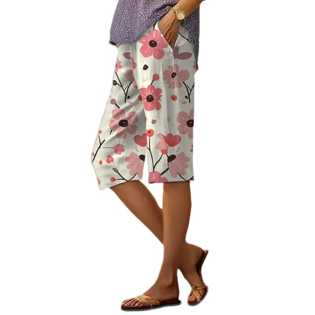 Pantalones cortos domirica para mujer, casual, algodón y poliéster, primavera y otoño