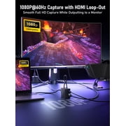 Lemorele USB C Video Capture Card, 1080P 60Hz Capture Card with HDMI Loop-Out,Dual 100W PD Charging,USB-A Hub,Low Latency for Game Streaming,Recording,Switch, Steam Deck,OBS,Potplayer