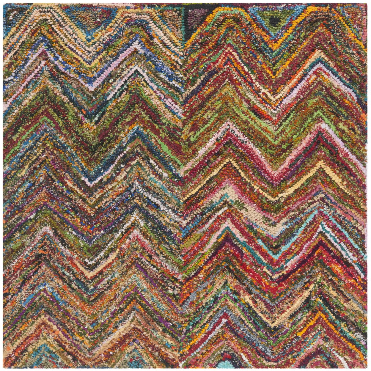 SAFAVIEH Nantucket Akilah Zigzag Stipes Cotton Area Rug, Red/Multi, 6' x 9'