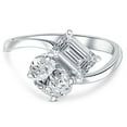 thumbnail image 4 of Pompeii 2 1/4Ct TW Toi et Moi Oval And Emerald Cut Engagement Ring White Gold Lab Grown, 4 of 5