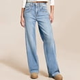 thumbnail image 2 of Ladies' Retro High Waist Straight-Leg Jeans - Classic Denim Pants, Light Blue Size L, 2 of 6