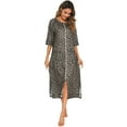 thumbnail image 2 of Syphoria Womens Zipper Front Robe – Lightweight Cotton Summer Loungewear with 3/4 Sleeves & Pockets | Nursing-Friendly Zip-Up Design for Home, Beach & Travel, 2 of 4