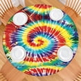 thumbnail image 2 of Colorful Tie Dye Pattern Round Fitted Tablecloth with Elastic Edge,Dining Table Cover Waterproof,Outdoor Round Tablecloth for Camping,Dining,Indoor and Outdoor, 2 of 7