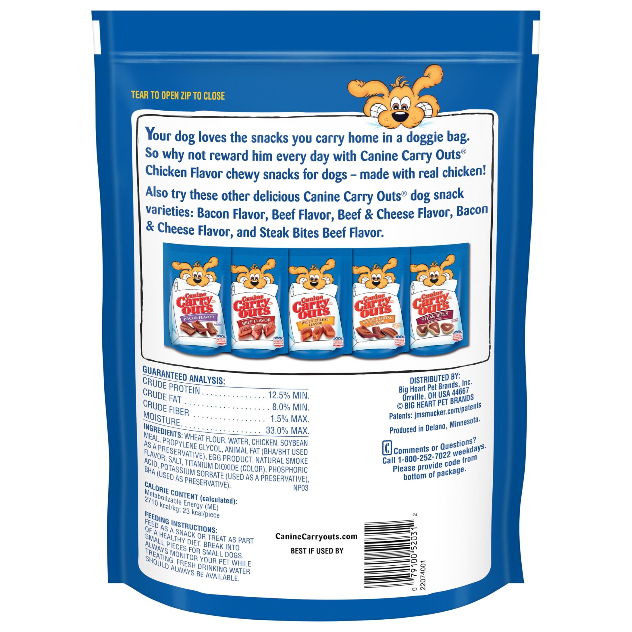 (4 pack) Canine Carry Outs Chicken Flavor Dog Treats, 22.5oz Bag
