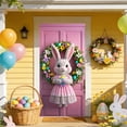 thumbnail image 2 of Stijggn Easter Banner Holiday Front Door Cover Spring Door Banner Easter Bunny Door Decorative Colorful Flower Rabbit Background for Spring Easter Front Door Porch Sign Banner Decor, 2 of 6