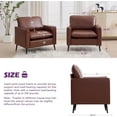 thumbnail image 2 of LAZZO Faux Leather Accent Chair, Mid-Century Modern Upholstered Armchair with Curved Armrests for Living Room and Office, Brown, 2 of 9