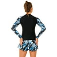 thumbnail image 3 of IDOPIP Women 2 PC Rash Guard Long Sleeve Swimsuits Swim Shirt with Shorts Set Surf Bathing Suits, 3 of 7