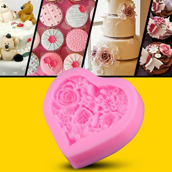 Hicess Pastry Molds Multi-purpose High Toughness Food Grade Heart Shape Floral Dessert Molds Baking Tools