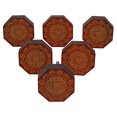 thumbnail image 1 of IBA Indianbeautifulart Boutons Rouges Gravés en Bois pour Armoire Tiroir 10 Pcs, 1 of 3
