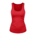thumbnail image 2 of Rggeeun Women Tank Tops Solid Color U Neck Elastic Waist Vest Loose Fit Long Lightweight for Summer Outdoor Play Casual Sleeveless,Red,M, 2 of 4