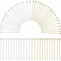 1 Box 600Pcs Jewelry Eye Pins Bulk Long Eye Pin 40mm Eyepins Gold Silver Headpins Brass Open Head Pins Findings