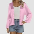 thumbnail image 2 of yoeyez Women Silk Satin Cardigan Lightweight Open Front Drape Cover Up Casual Soft Comfy Cropped Shrugs Cardigans Pink,S, 2 of 7