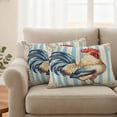 thumbnail image 2 of Vintage Rooster Outdoor Waterproof Pillow Covers, Striped Farmhouse Animals Watercolor Decorative Rectangle Throw Pillowcase Sofa Cushion Sham for Patio/Couch/Chair, 20"x12" 2 Pack, 2 of 8