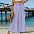 thumbnail image 2 of Womens Midi Skirt Fashion Solid Color Casual Breathable Knee Length Lightweight Everyday Purple L, 2 of 5