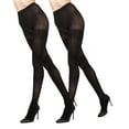 thumbnail image 4 of MeMoi Control Top Solid Microfiber Tights 2 Pack - Womens - Female, M-L, Brown-Black, 4 of 11
