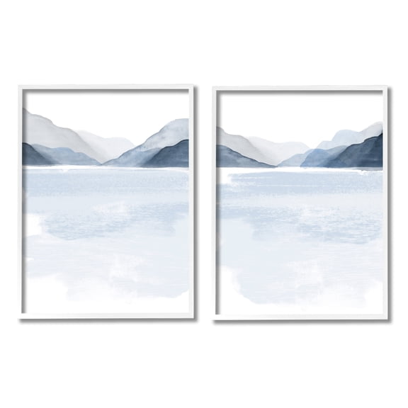 Stupell Industries Coastal Mountain Range Landscape Soft Watercolor Blue Scene, 24 x 30, Design by Victoria Barnes